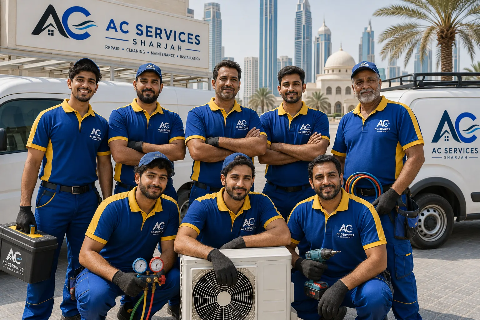Professional AC services in Sharjah covering air conditioner repair, cleaning, maintenance, installation, duct cleaning, and gas refilling for residential and commercial properties.